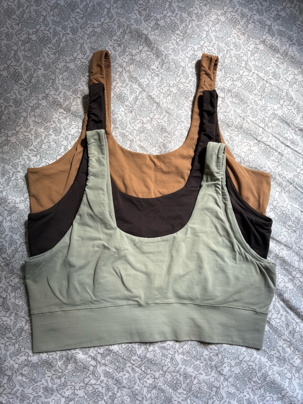 Wonderbra Wireless Bralettes - Mint/Sage, Dark Charcoal, Tan